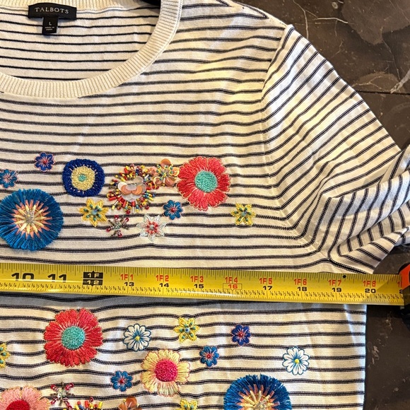 Talbots Striped Sweater with Floral Embellishments - Picture 11 of 11